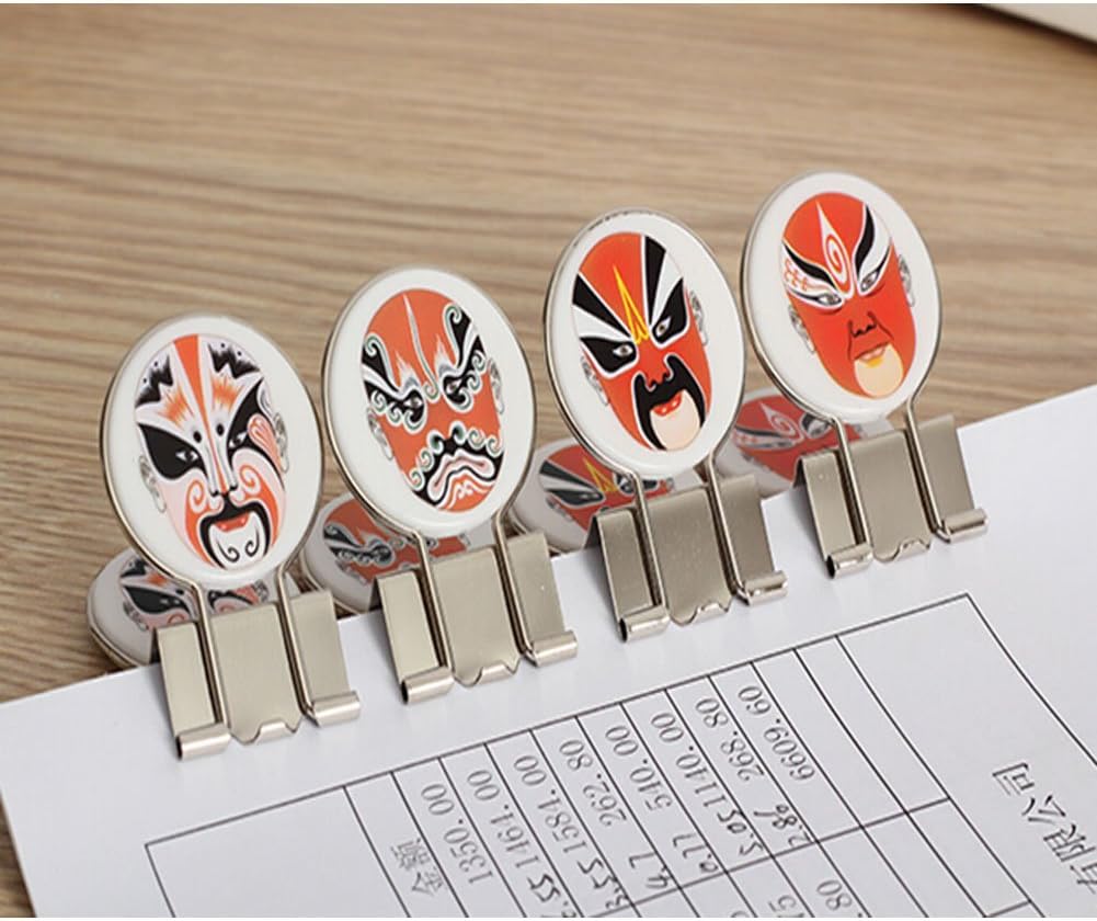 Set of 4 Retro Chinese Peking Opera Makeup Metal Binder Clips/Paper Clips/Decors