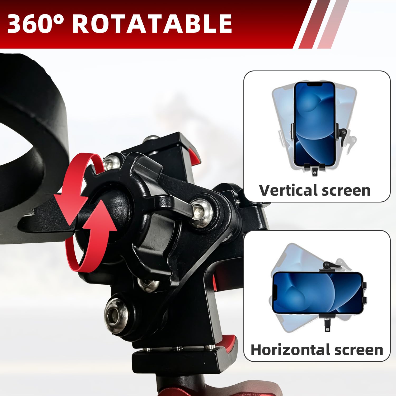 Porta Cellulare Bici con Ammortizzatori, Pieghevole Porta Telefono Moto/Scooter Metallo, 360° Rotabile Supporto Telefono Bici, Portatelefono Moto Manubrio 20-30mm, per 4-7,2" Smartphone [1s Sgancio]