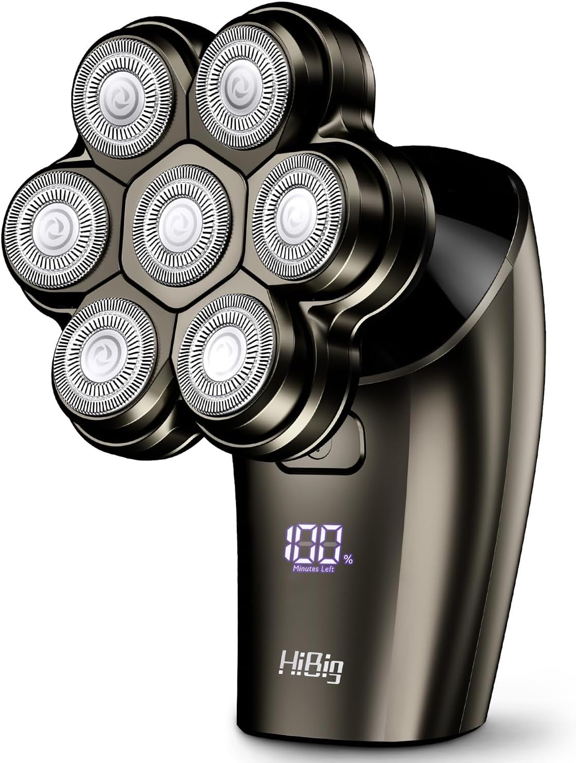 Head Shavers for Bald Men - 7D Arc Electric Razor with Magnetic Detachable Head, Waterproof Wet Dry 5-in-1 Electric Shaving & Grooming Kit, LED Display Rechargeable Head & Body Hair Shaver, Grey