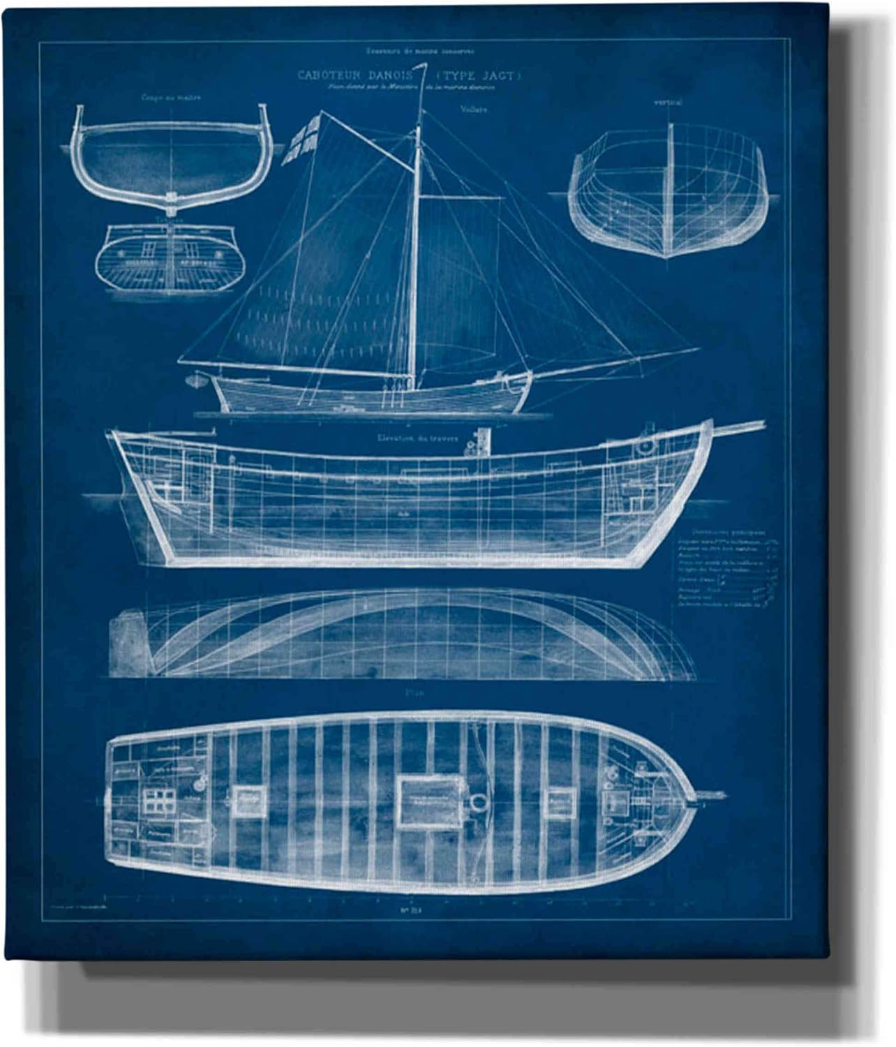 Epic Graffiti 'Antique Ship Blueprint II' by Vision Studio Canvas Wall Art, 12"x16"