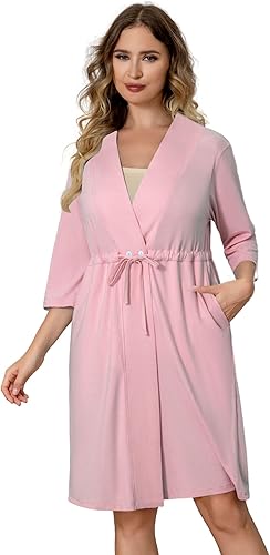 Miniatura 3 de Bata de mastectomía poscirugía para mujer con 4 bolsillos internos de drenaje con mangas 34, vestidos de noche de pijama, camisas de vestir