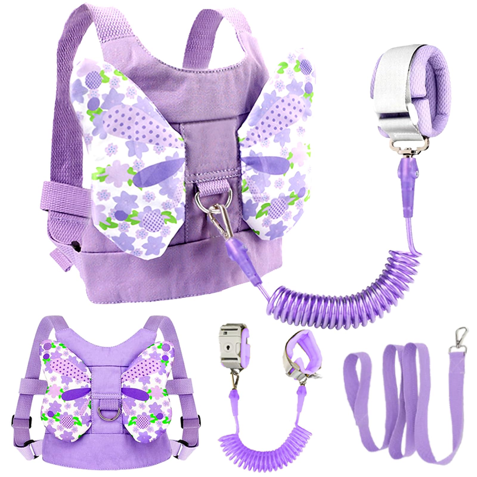 MTOMUYA Anti Lost Toddler Harness - Butterfly Baby Leash and Wrist Link with Lock, Child walking Harness Assistant for Girls, Cute Traction Safety