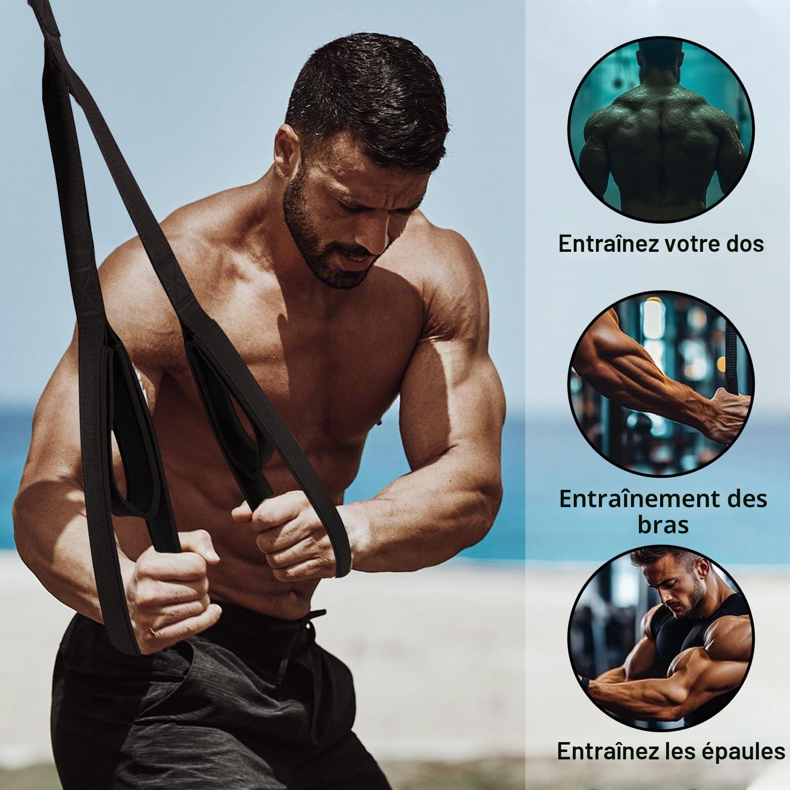 Corde Triceps,Accessoires pour Fitness Et Musculation Câble de Traction Câble Triceps Long Deux Tailles Câble de Traction Triceps pour Push-Downs, Facepulls Une Utilisation à Domicile Ou Salle Sport