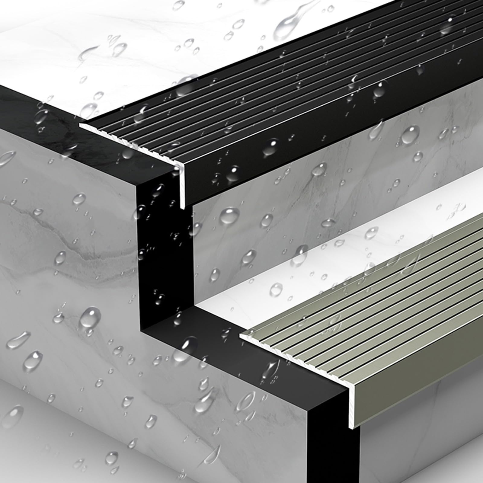 Angolare In Alluminio Forma A L Per Scale Profilo Antiscivolo Per Gradini Profilo Angolare Per Scale In Alluminio Antiscivolo E Impermeabile Per Gradini, 90cm ( Color : Black , Size : 5cmx3cmx90cm )