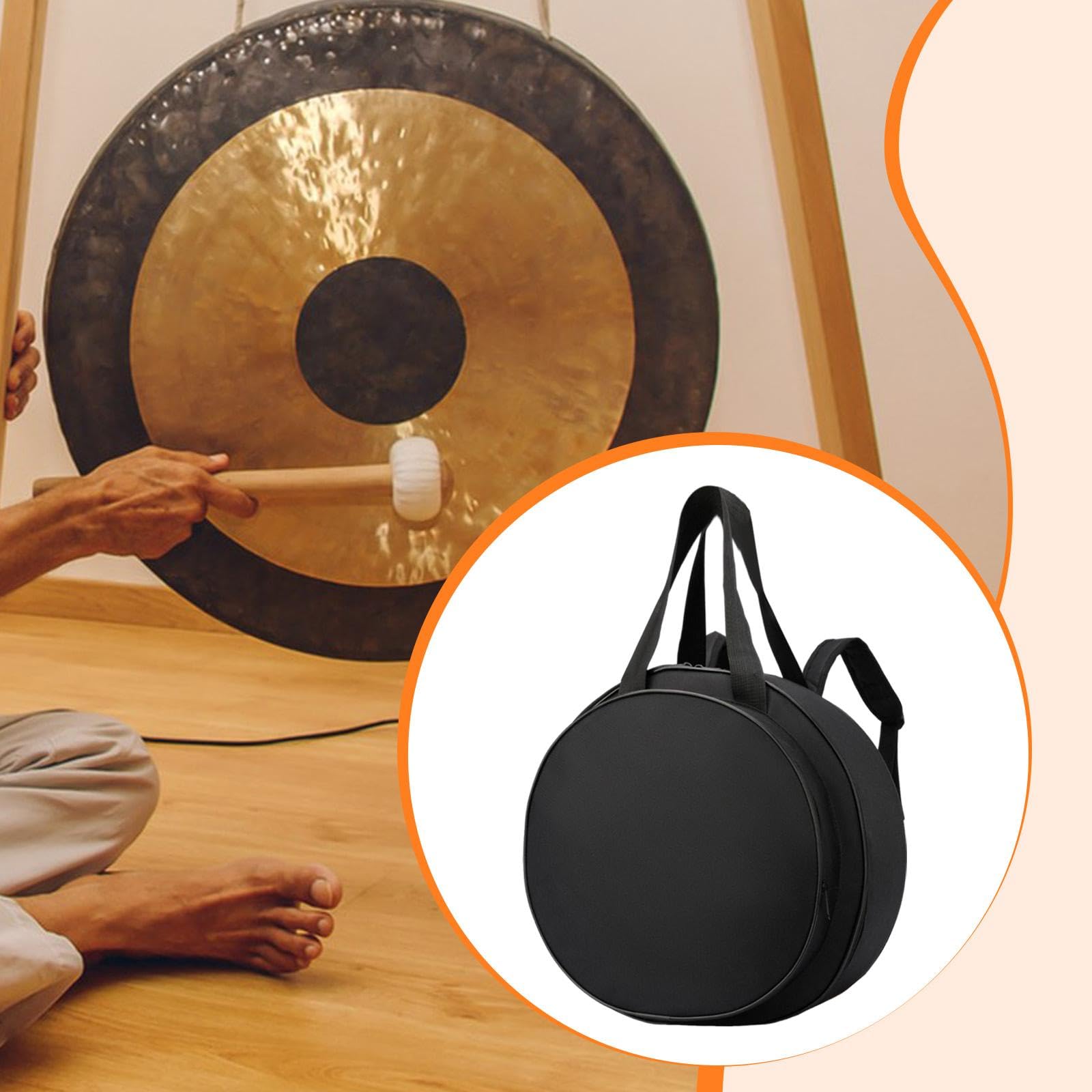 Gongtasche Trommeltasche Handtrommel Aufbewahrungstasche Wasserdicht Gepolstert mit Schultergurt für Proben Auftritte Musikunterricht Transport, Dia 17.7inch