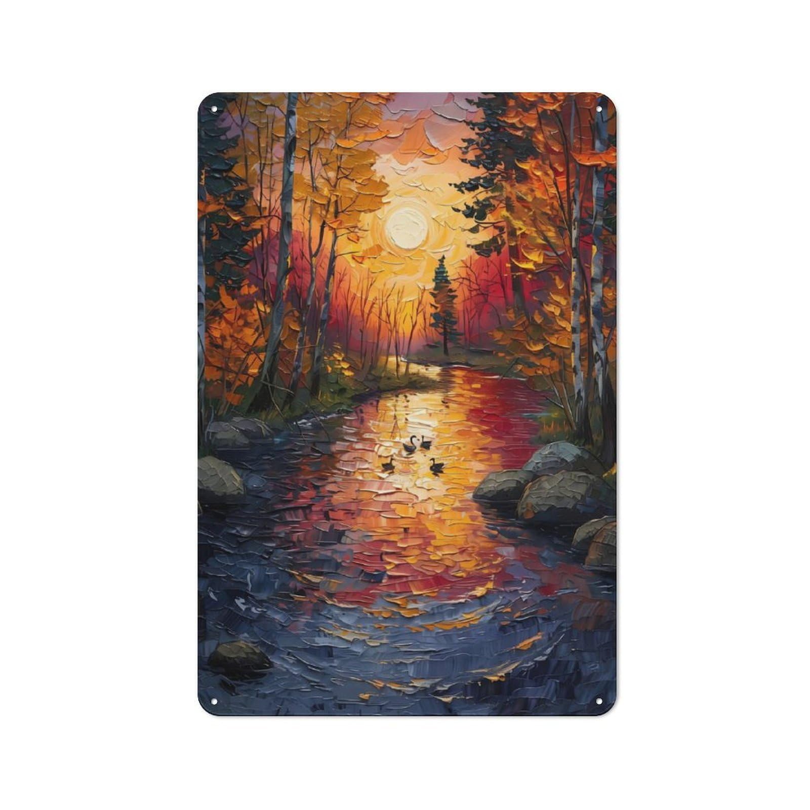Junmoney River Of Ducks Vintage Tin Wall Plaque 30X20cm For Workshop Wall, A Decorative Christmas Gift For Makers And Diy Enthusiasts