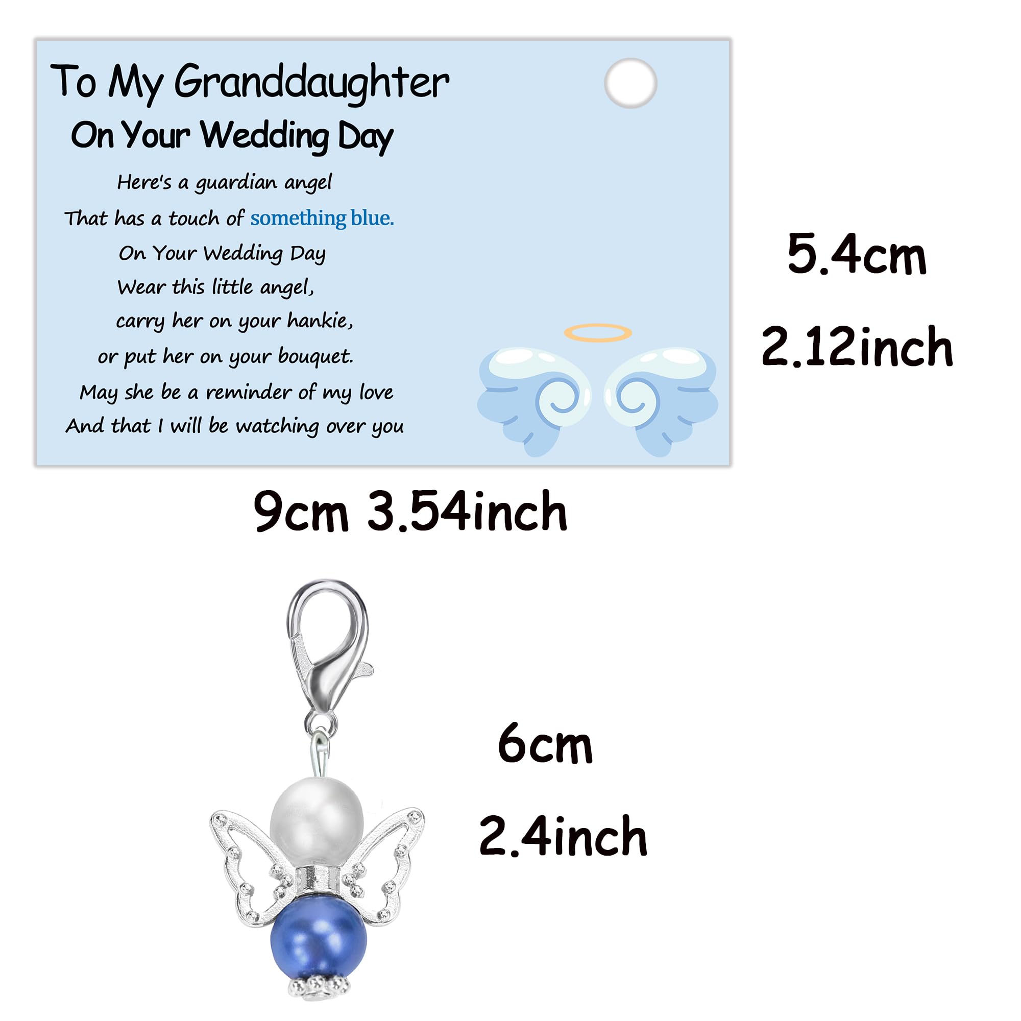 Something Blue for Bride to Be on Wedding Gifts Bridal Angel Bouquet Garter Charm Gift Card for Granddaughter on Wedding Day,from grandparent - Image 2