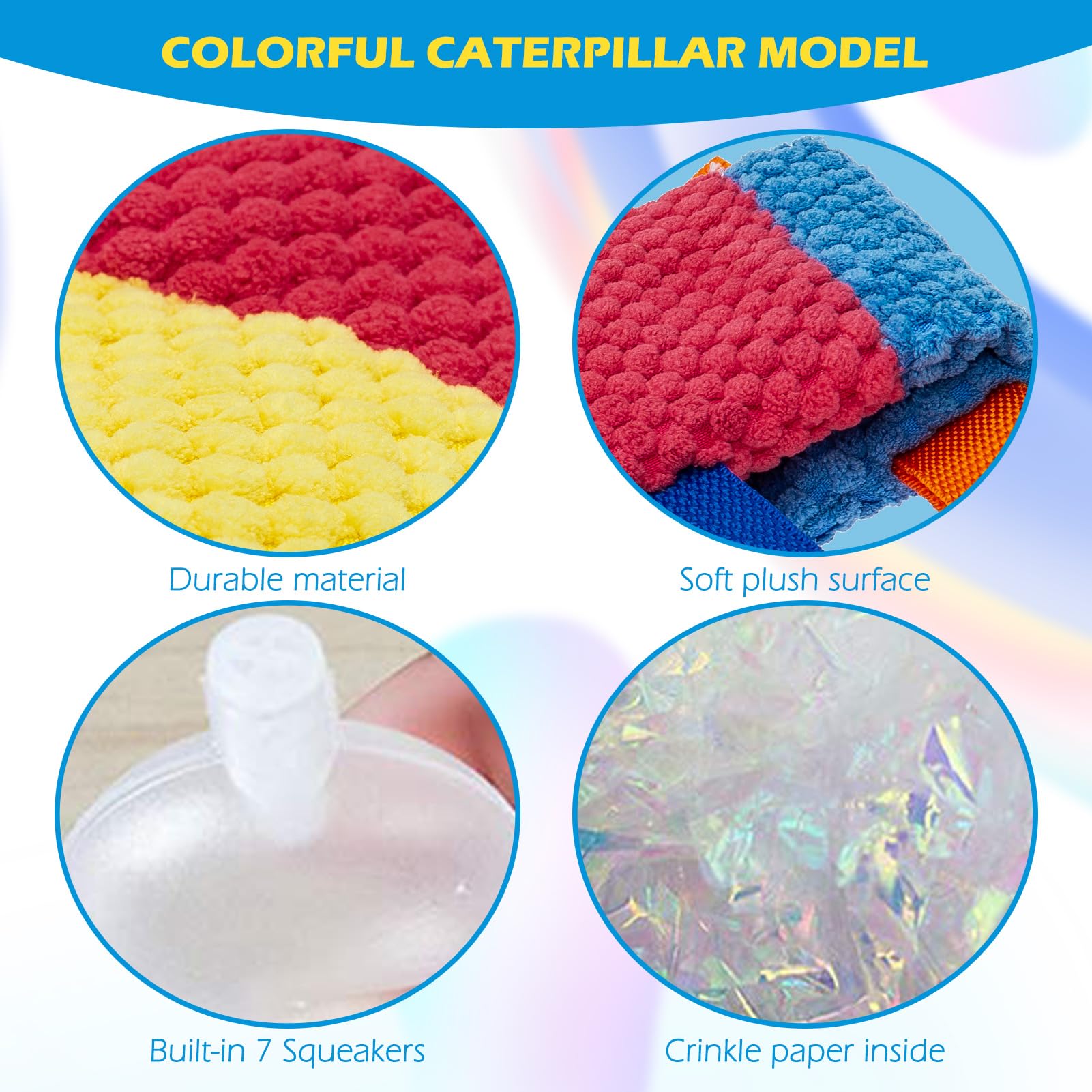 PAWCHIE Juguetes chirriantes para perros, juguete de peluche sin relleno para perros, juguetes masticables con papel arrugado para dentición y masticación, juguetes duraderos y resistentes para perros