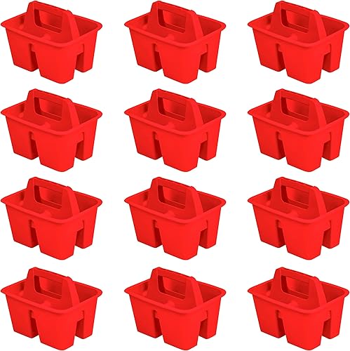 Storex Mini organizador de aula multiusos con asa, rojo, paquete de 12 (01063U12C)