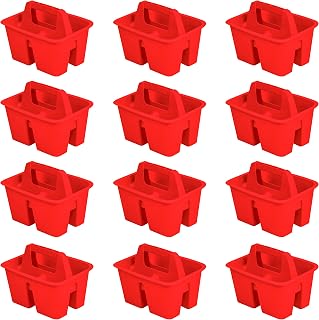 Storex Mini Classroom Caddy, Multipurpose Classroom Organizer with Handle, Red, Pack of 12 (01063U12C)