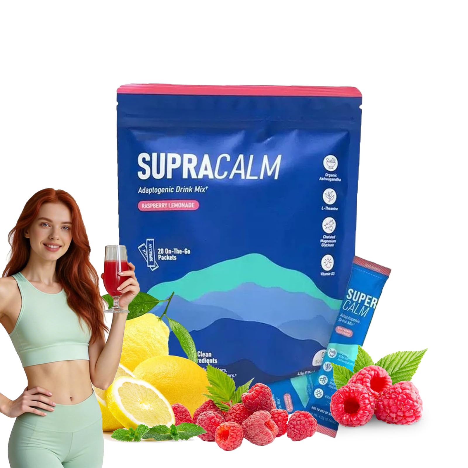 New Super Cortisol - Set di 20 Supercalm Cortisol Super Calm, favorisce il relax e la concentrazione, gusto lampone, senza zucchero, formato nomade, unisex (B)