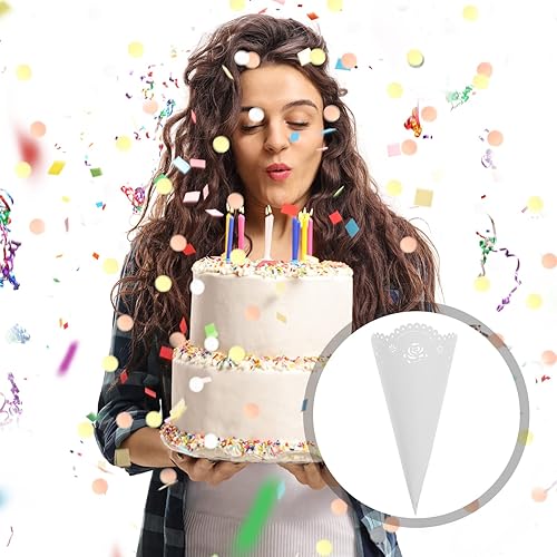 Miniatura 2 de Tofficu 20 conos de confeti de papel blanco, soportes huecos para pétalos para bodas, conos de confeti de boda, soporte para conos de confeti de