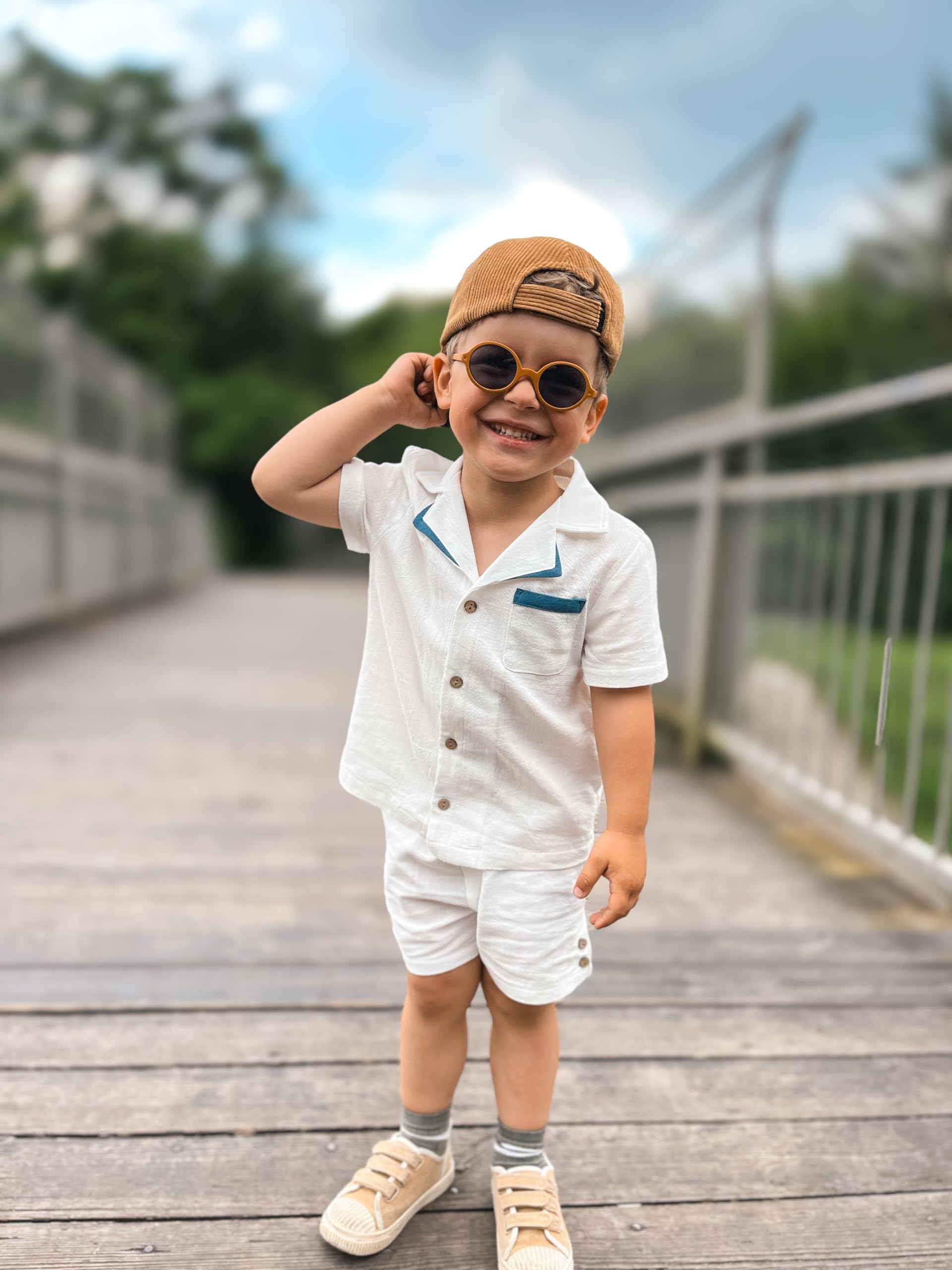 Volunboy Ensembles de Vêtement Bébé Garçon, Manches Courtes Shirt avec Short 2 Pièces Tenue d'été pour 1-4 Ans