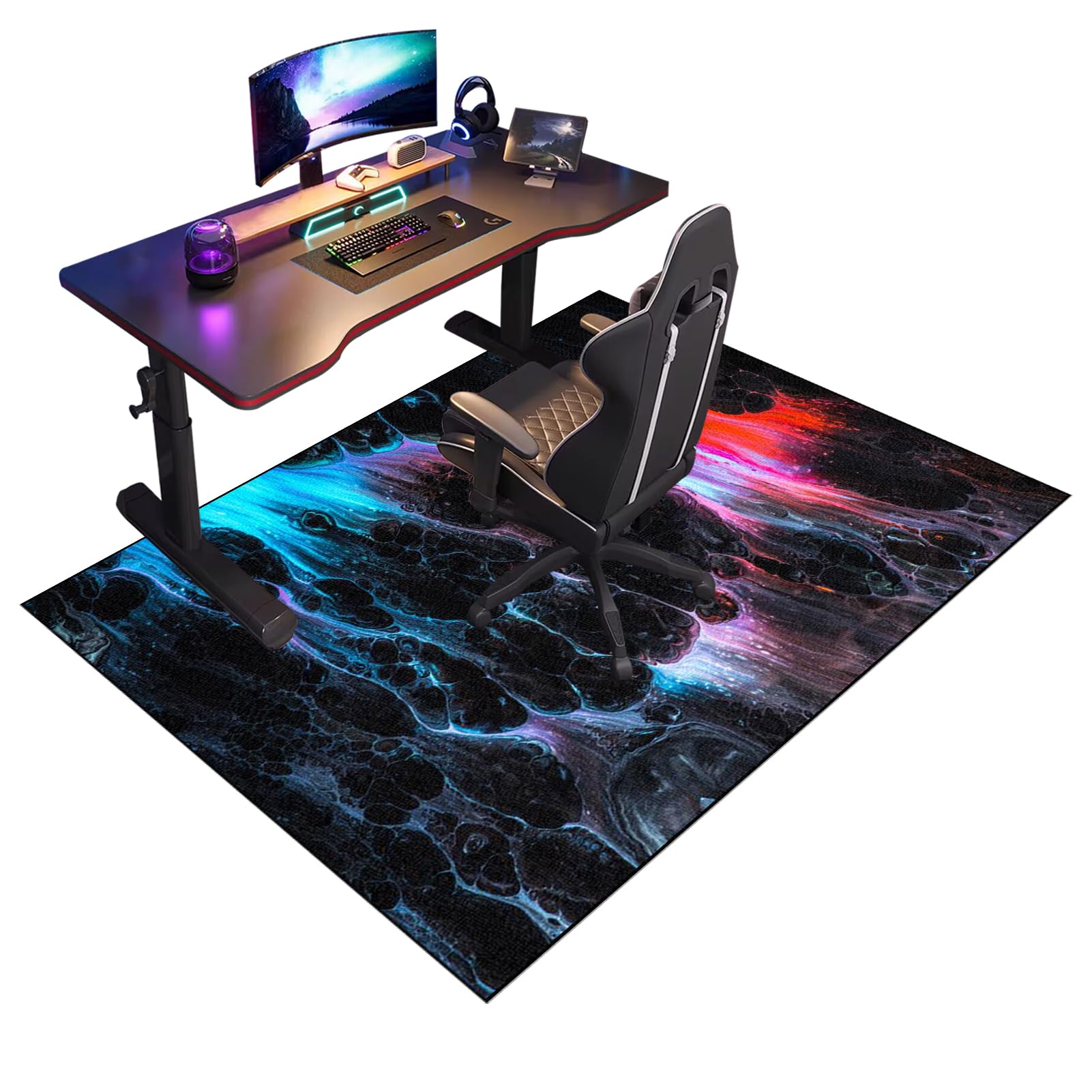 Tapis de Chaise Bureau Antidérapant Tapis de Chaise Gaming pour sols en Bois Dur, Tapis de Sol pour Fauteuil Gaming, Tapis Protège Le Sol, Protège Parquet Chaise roulettes 130 x 160 cm