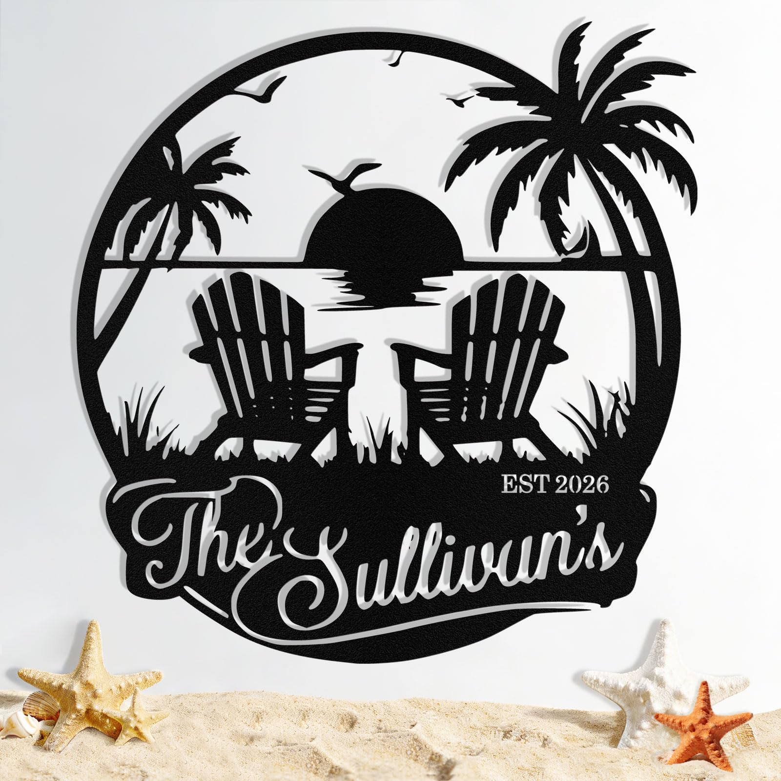 Custom Metal Beach Sign, Personalized Beach Sign Wall Decor for Outdoor