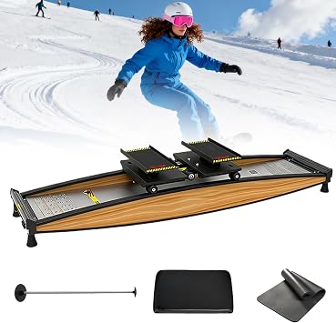 Indoor Ski Trainer, Ski Fitness Equipment, Adjustable Resistance 0-100kg, Load Capacity 150kg/330lb, Portable Ski Simulator, for Waist, Abdomen and Leg Training OptionA