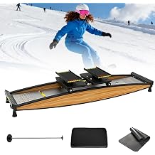 Indoor Ski Trainer, Ski Fitness Equipment, Adjustable Resistance 0-100kg, Load Capacity 150kg/330lb, Portable Ski Simulator, for Waist, Abdomen and Leg Training OptionA