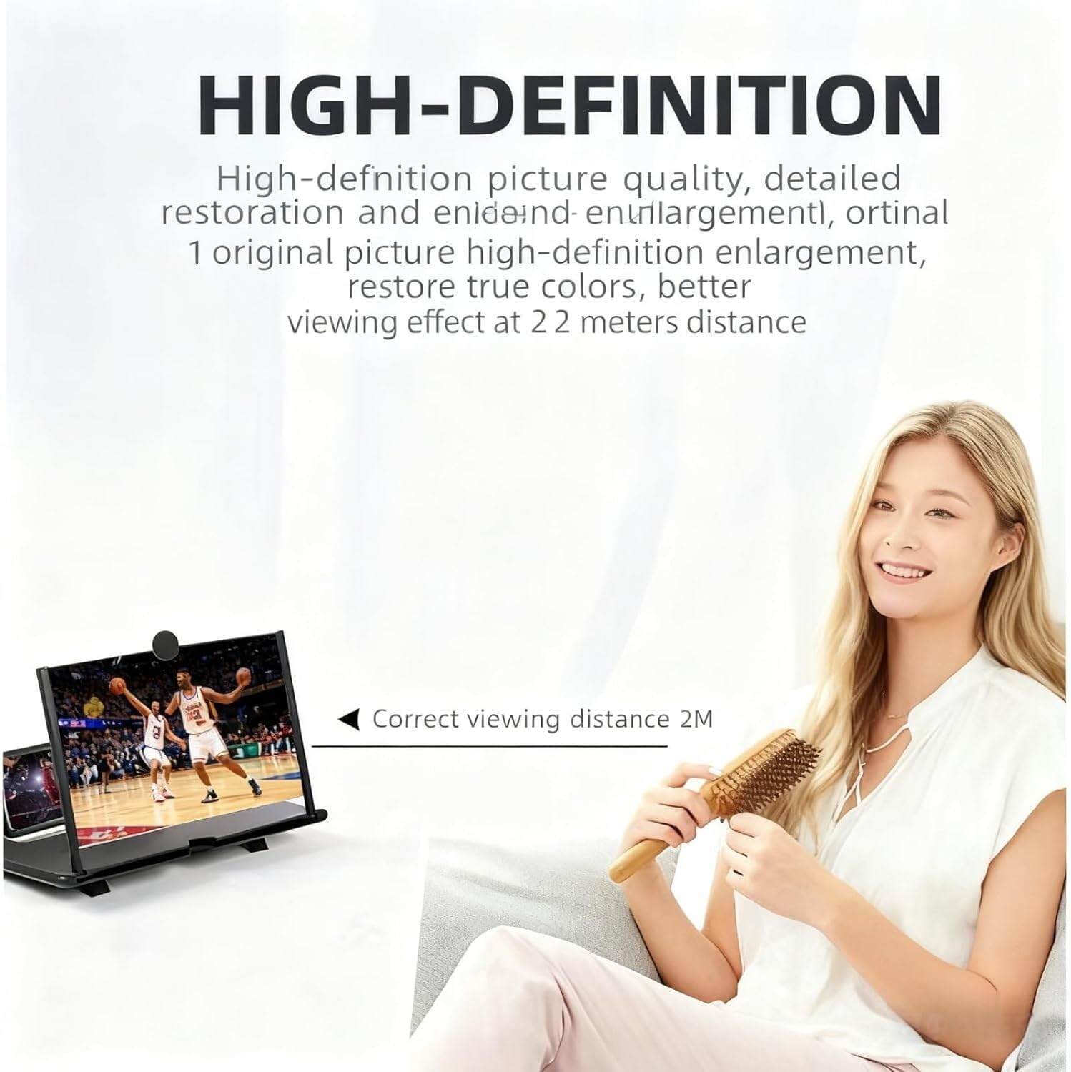Lupa de teléfono de pantalla grande mejorada 2026, pantalla de proyector 3D HD para películas y videos, soporte plegable, lupa portátil para teléfono móvil, proyector blanco, 10 pulgadas