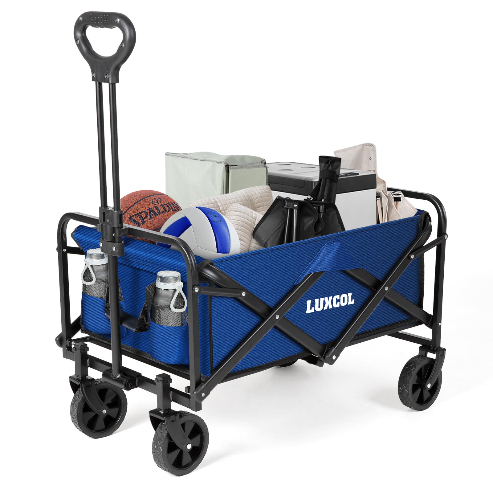 LUXCOL Collapsible Folding Outdoor Utility Wagon,Beach Wagon Cart with