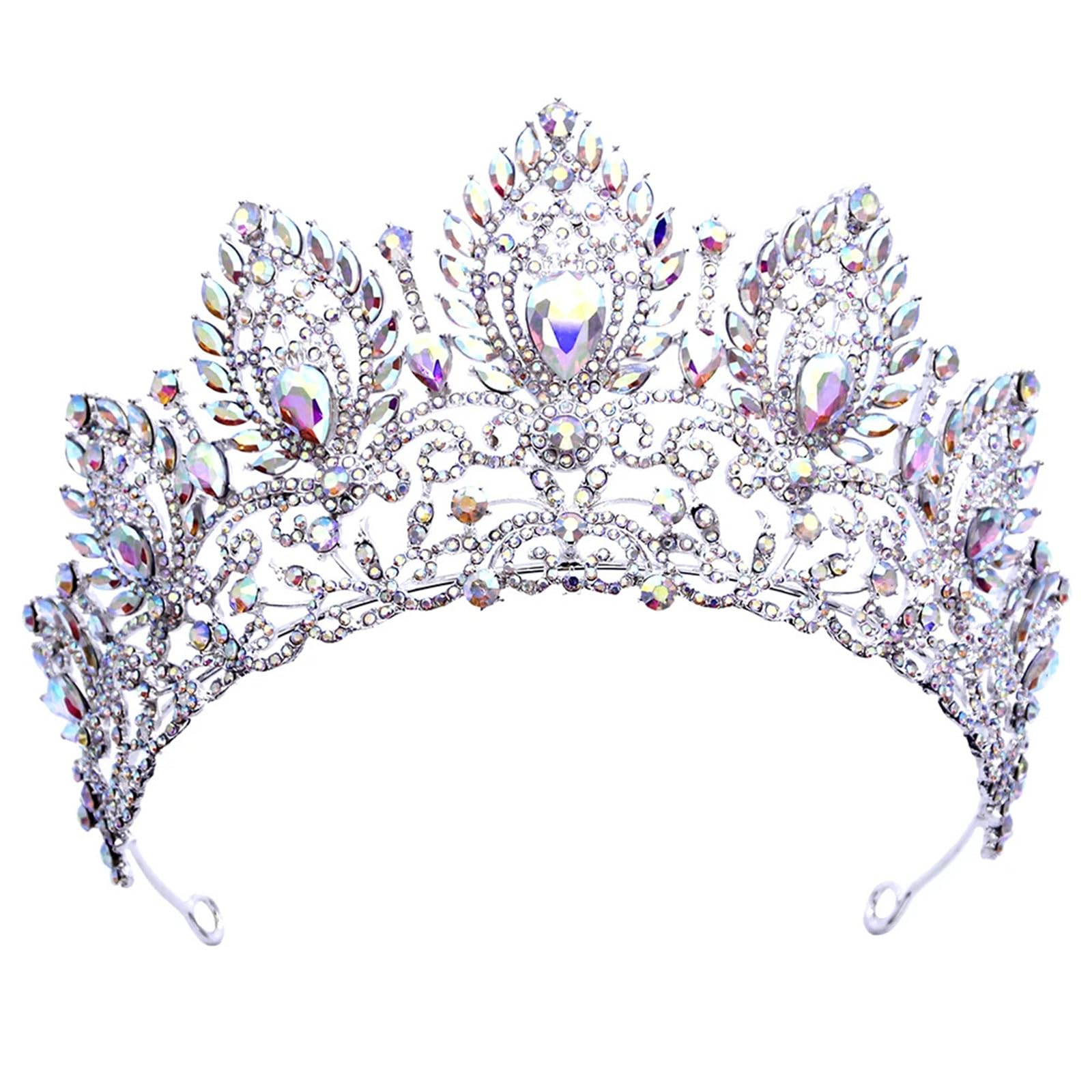 Korona ślubna w stylu vintage – tiara, akcesoria do włosów dla kobiet, suknia ślubna, urodziny, księżniczka (złoto-czerwony)