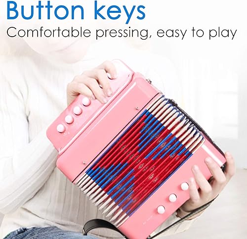 Miniatura 3 de Acordeón para niños, 10 teclas, botón de control, instrumentos musicales de acordeón para niños, principiantes, ligeros y respetuosos con el medio