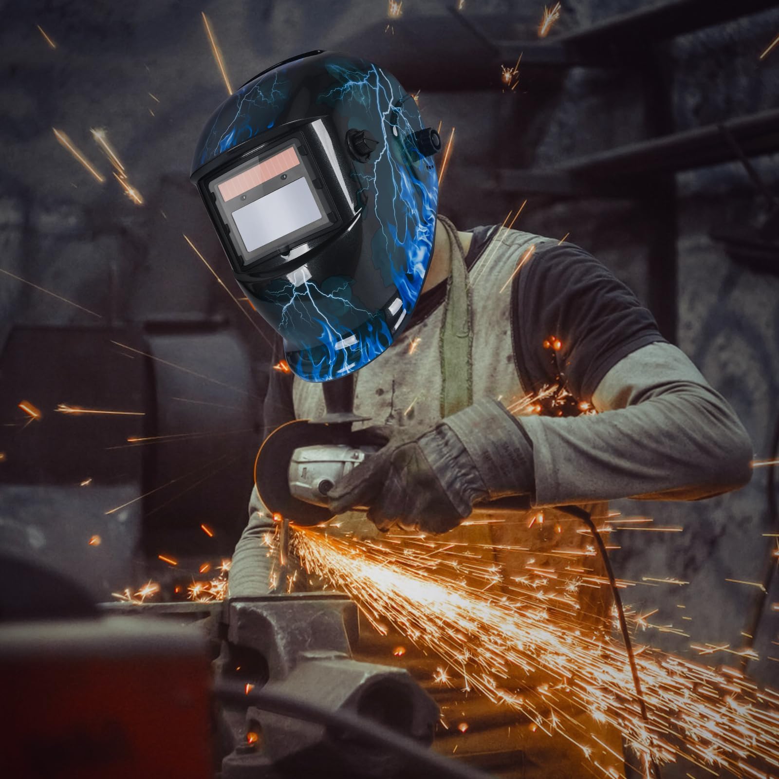 Casco de soldadura, ultraligero, solar, totalmente automático, oscurecimiento, gran campo de visión, máscara de soldadura, protección profesional para TIG MIG ARC (flash)