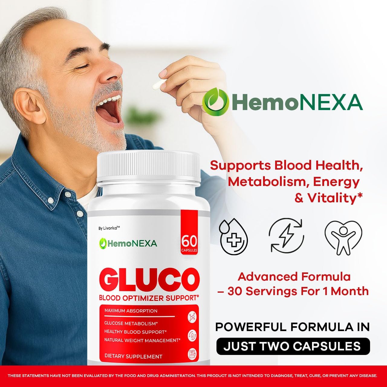 (3 Pack) HemoNexa Capsules - Official Hemo Nexa Blood Health Support Optimizer Supplement Pills All Natural Premium Advanced Formula Vitamins for Overall Health & Wellness, 180 Capsules for 3 Months - Image 2