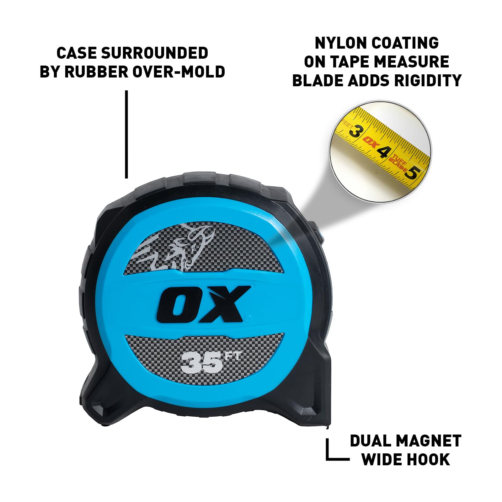 Digital Measuring Tape OX Tools Tape Measure 16 Ft Pro Stainless Steel ...