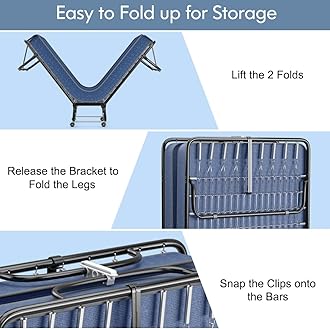 Giantex Folding Guest Bed With 4-Inch Mattress & 4 Wheels, Portable for Adults, Space-Saving for Home, Office, Made in Italy, Rollaway Twin Size