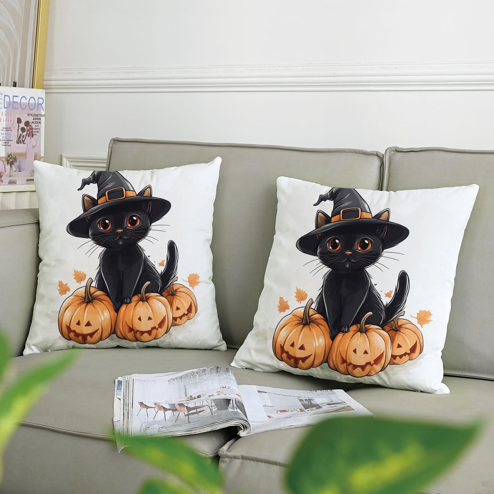 Amazon.com: GDHBLING Halloween Pillow Covers Set of 2,Cat with