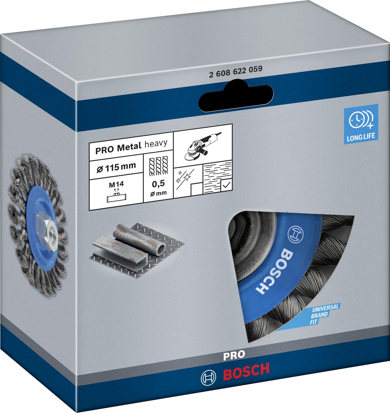 Bosch Professional Scheibenbürste, Drahtbürste 110 mm, Draht 0,5 mm, 2608622059 (Packung mit 2)