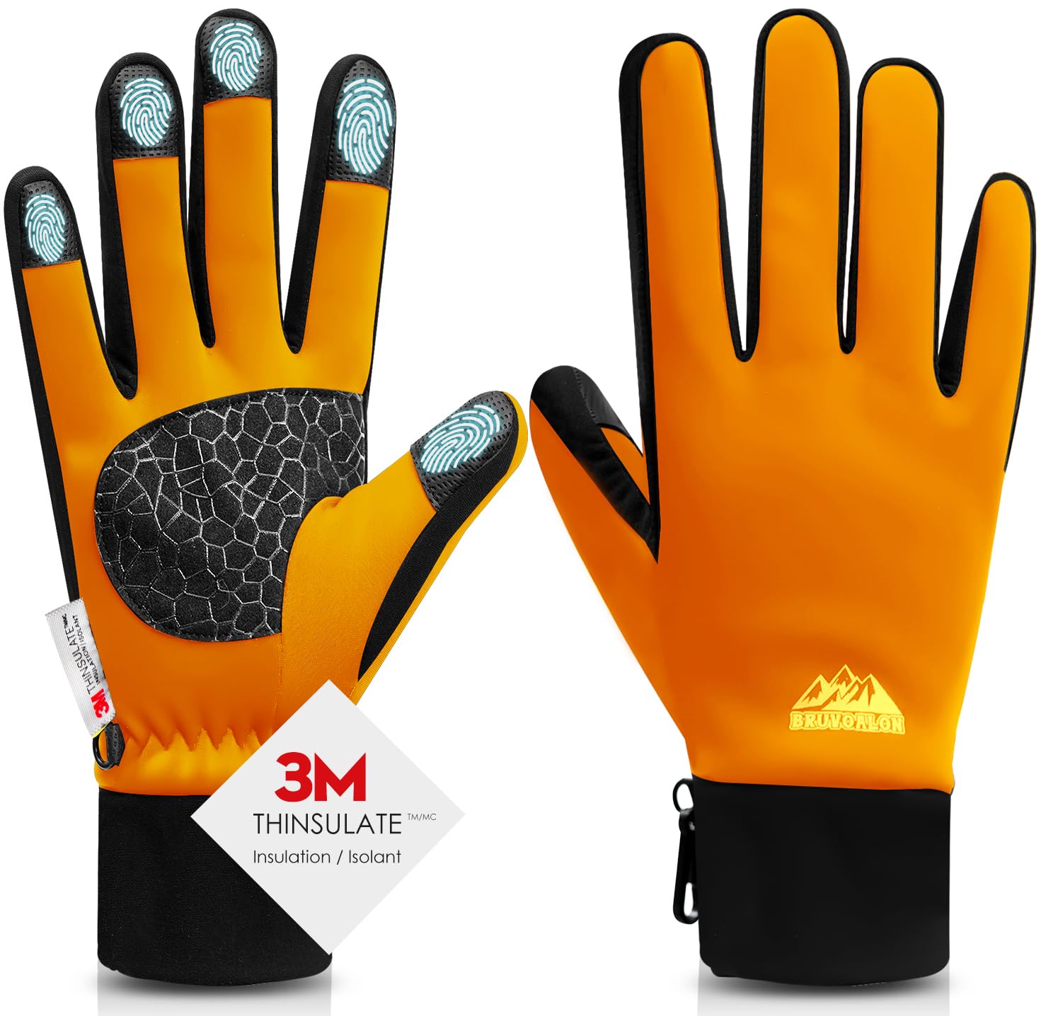 Bruvoalon Winter Gloves for Women &amp; Men, 3M Thermal Insulation, Lycra Fabric, Touchscreen, Anti-Slip