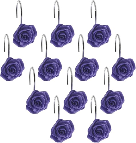 Miniatura 3 de 12 anillos para cortina de regadera con diseño de rosas decorativas para el baño, habitación de bebé, dormitorio, sala de estar