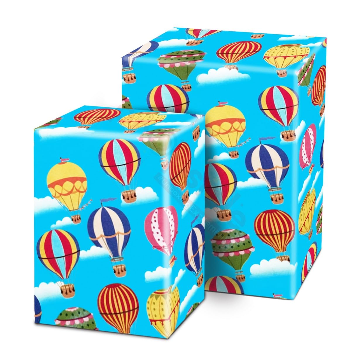 Propsicle Birthday Gift Wrapping Paper Sheet Roll Blue Hot Air Balloon Theme For Kids Birthday Boy Girl Return Favour Packing - Pack of 5