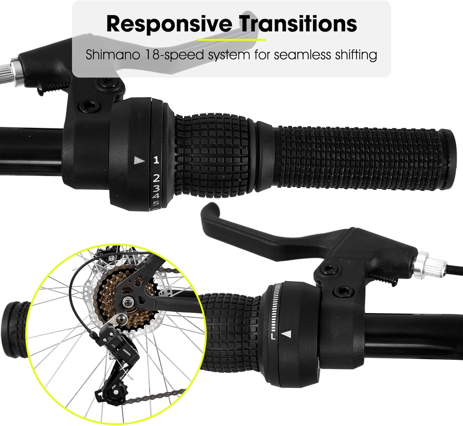 HILAND Mens and Womens Mountain Bike, 26 Inch 18 Speed Mountain Bicycle with Dual Disc Brake, Front Suspension Fork, High Carbon Steel Frame Urban Commuter Bike for Adults