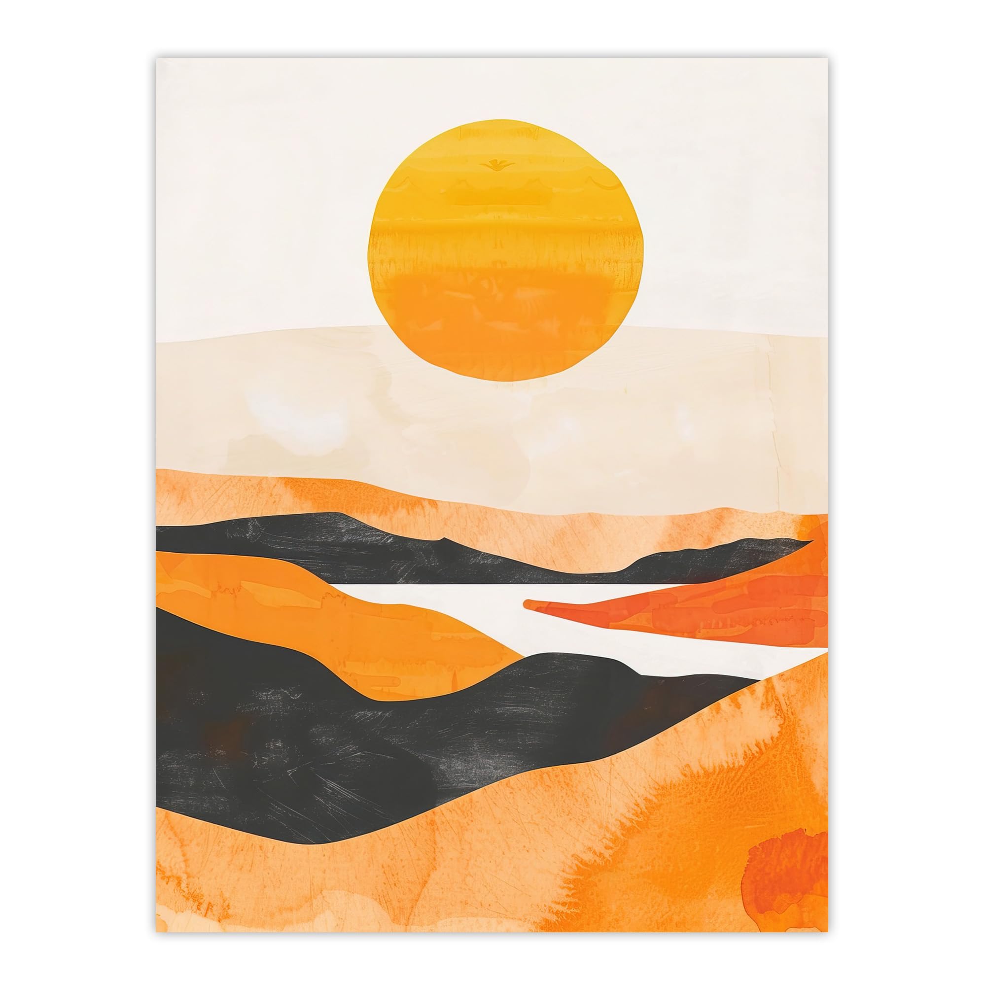 Artery8 Abstract Scottish Highland Landscape Boho Sunset Living Room Extra Large XL Wall Art Poster Print
