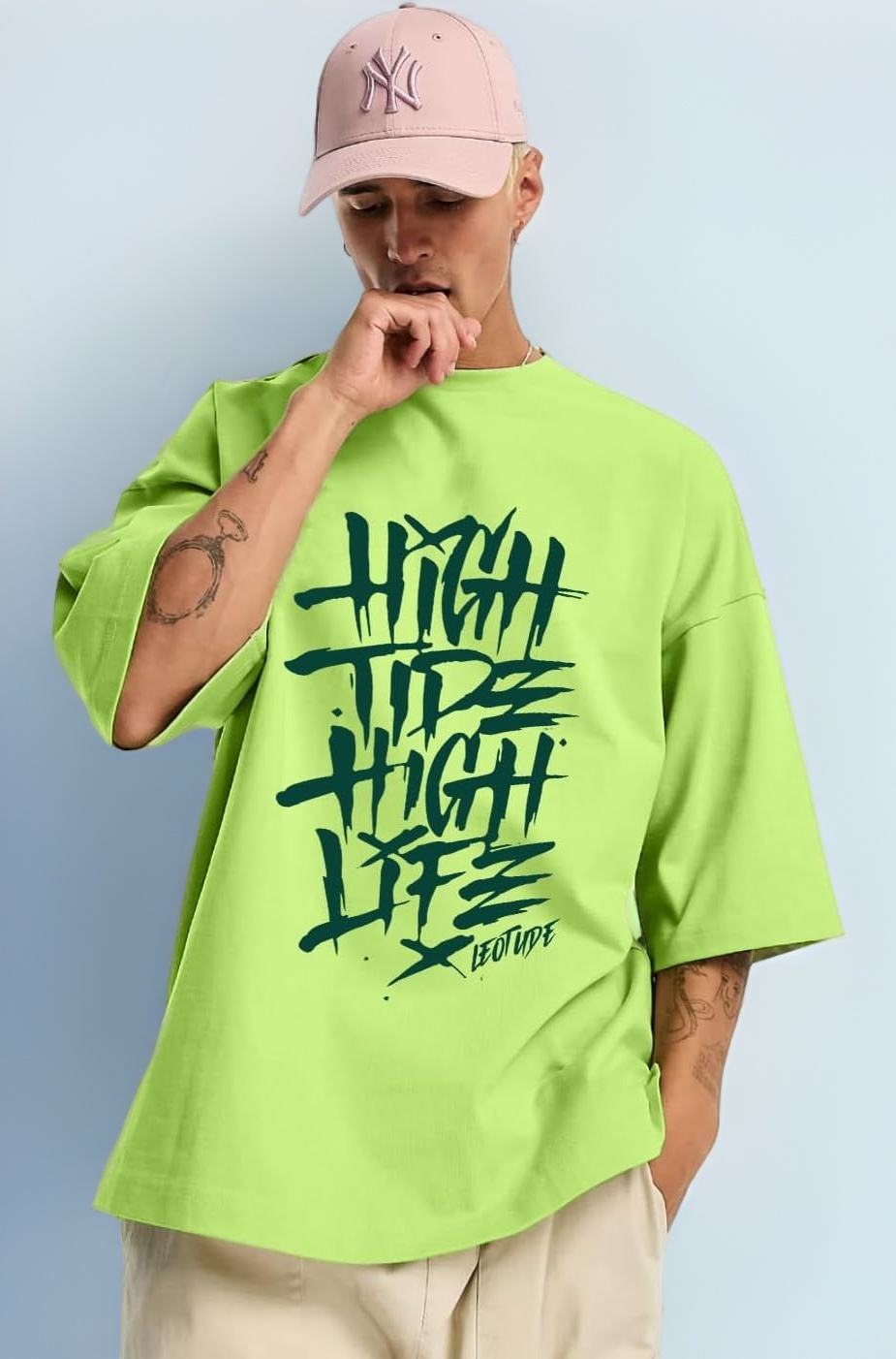 LEOTUDE Men's Cotton Oversized Fit T-Shirt