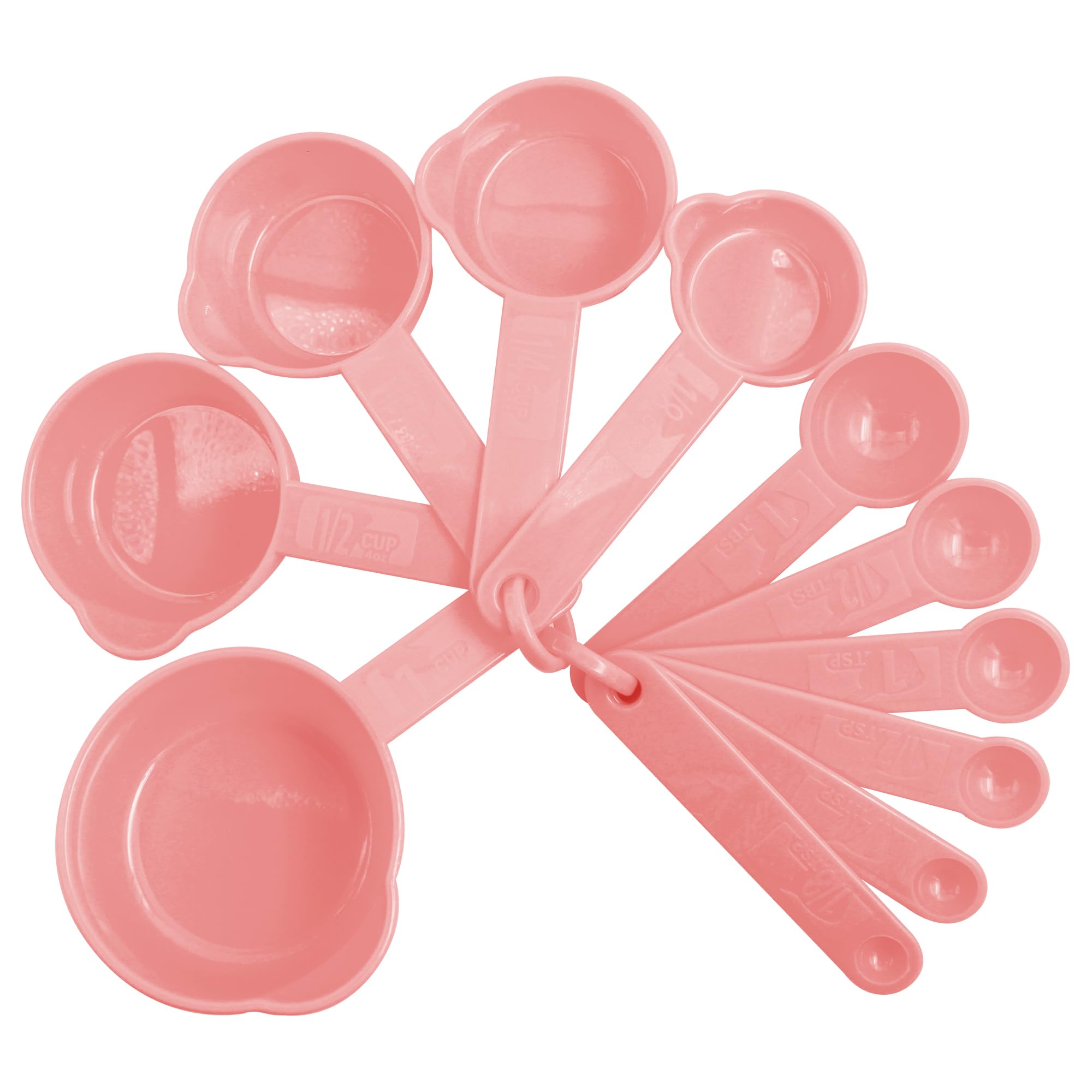 LVYKING Measuring Cups and Spoons Set of 11?Plastic Measuring Cups and Spoons for Dry and Liquid Ingredients?Nesting Design with Engraved Markings,Pink