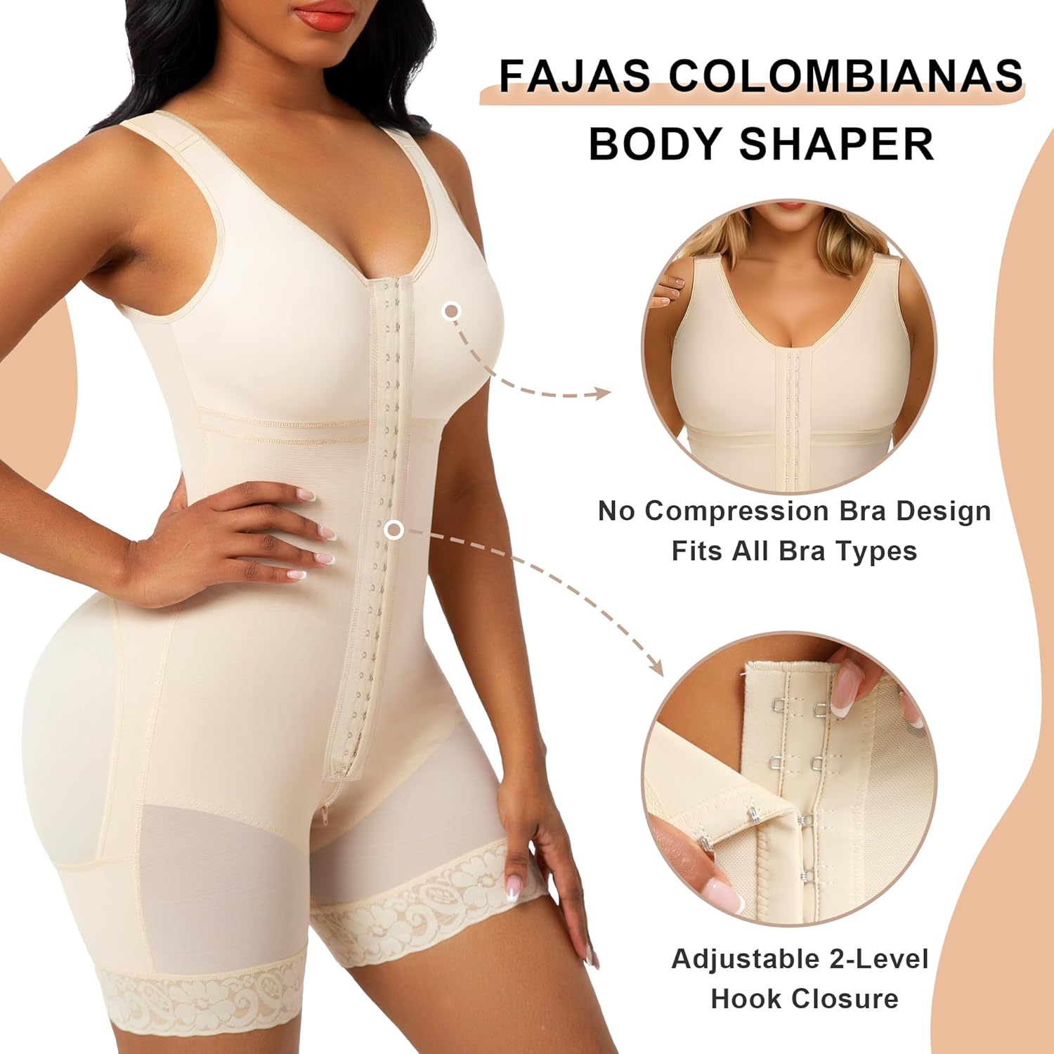 SHAPERX Women's Fajas Colombianas Tummy Control Shapewear Postpartum Full Body Shaper Butt Lifter Bodysuit - Image 3