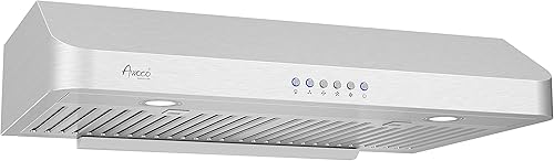 Miniatura 1 de Awoco RH-C06 - Campana de acero inoxidable de 6pulgadas y 4 velocidades para usar debajo del gabinete, 900CFM, con luces, 30, 36 y 42pulgadas