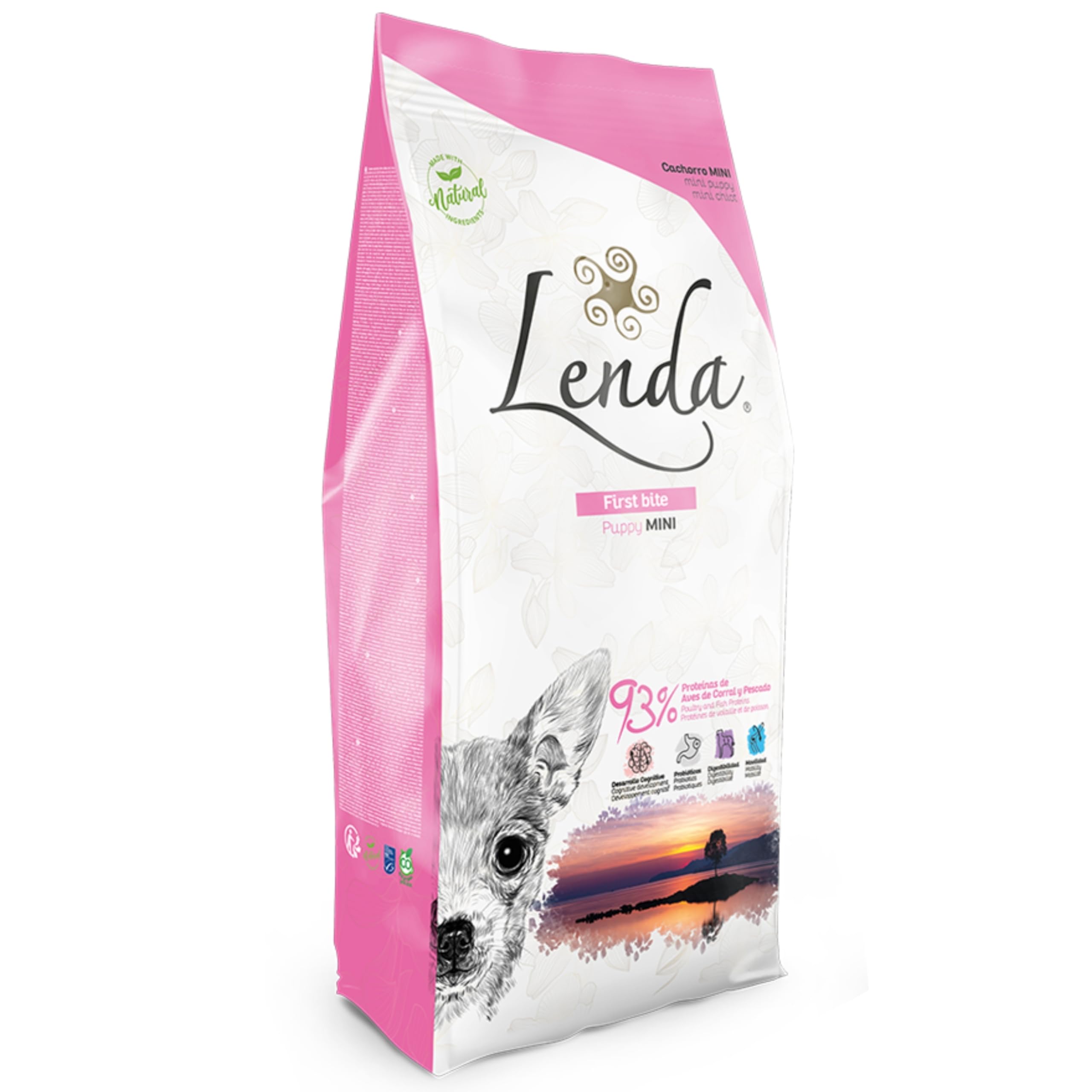 Lenda Puppy Mini First Bite 2KG - Pienso para Perros Cachorros | Razas Mini y Hembras en Gestación o Lactancia | Pienso Hipoalergénico | Comida Perros Pequeños Natural y SIN Cereales