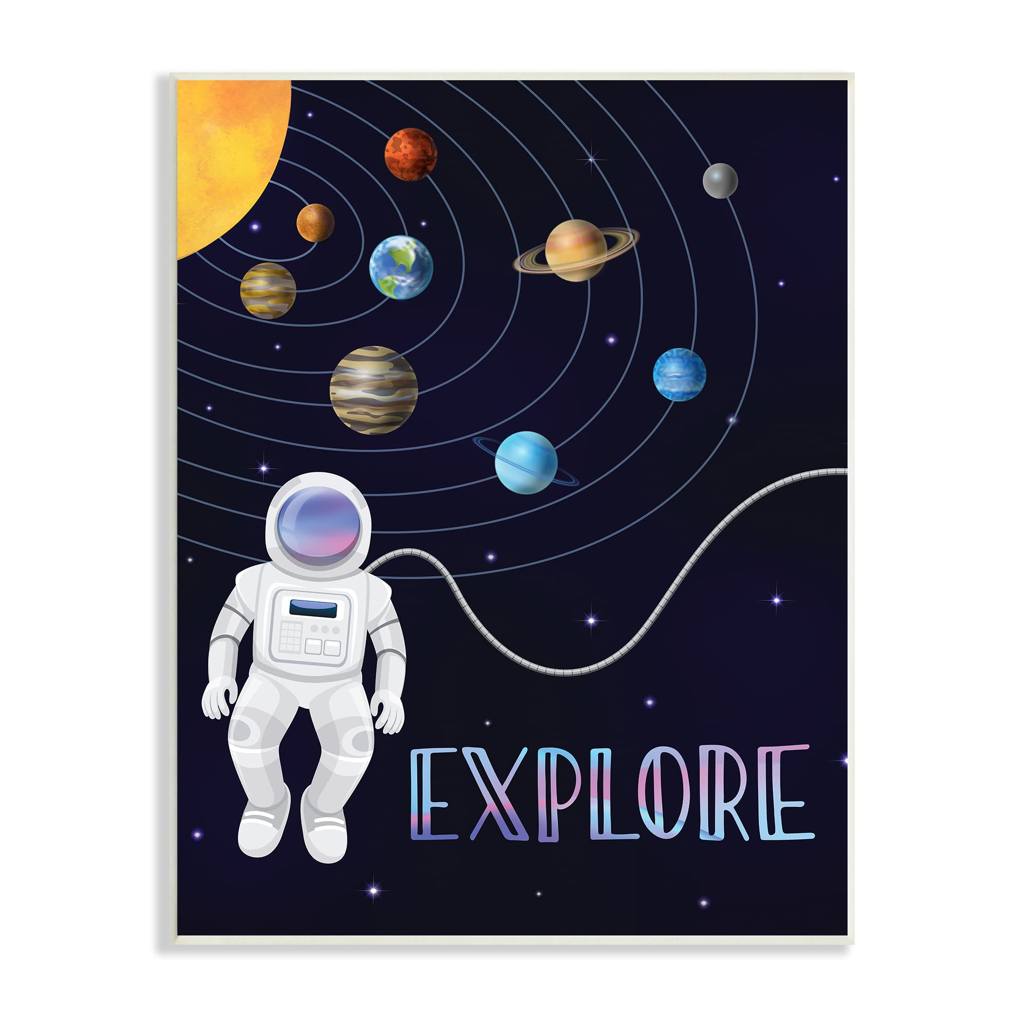 Stupell IndustriesExplore Outer Space Adventure Astronaut Among Planets, Design by Linda Birtel