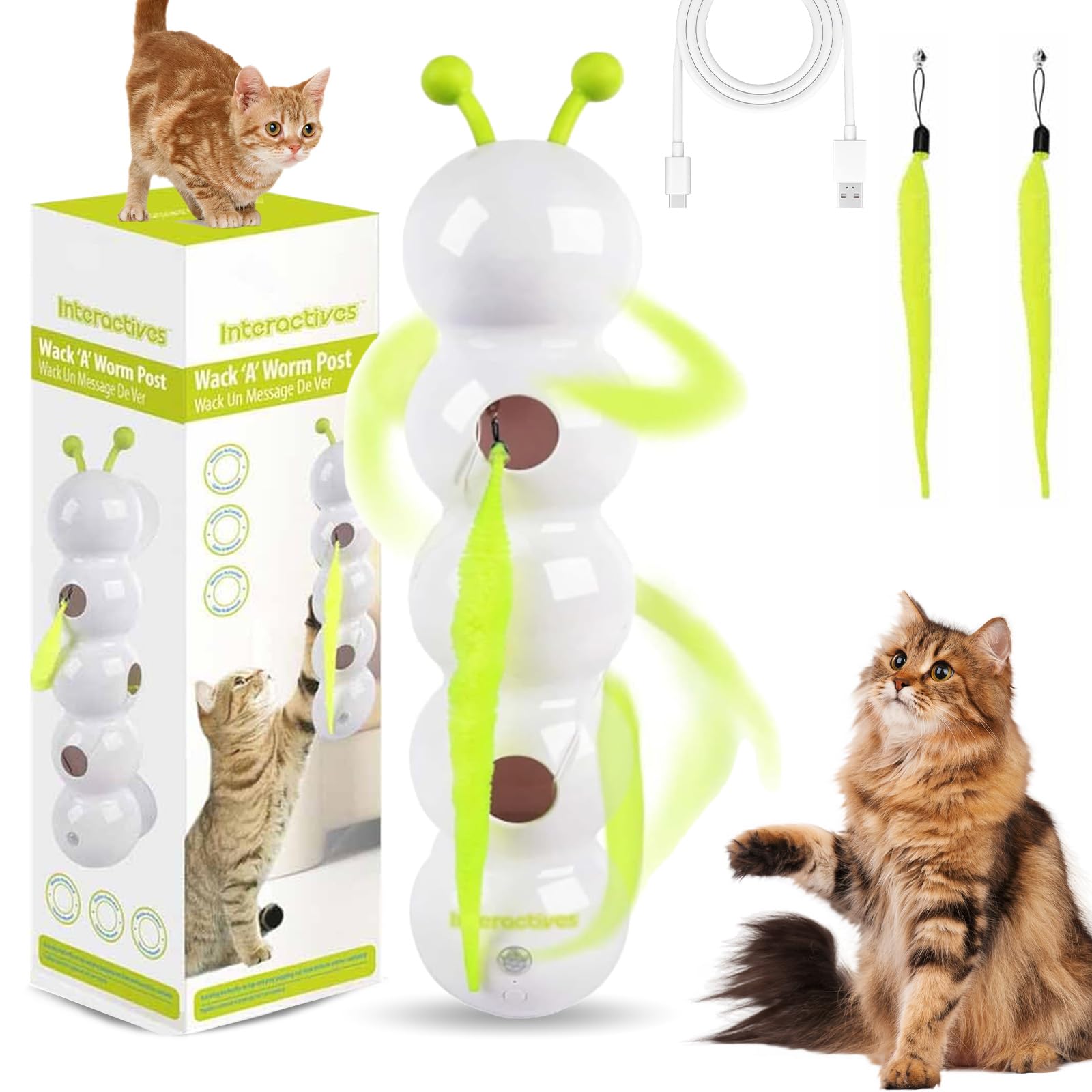 Whirlie Katzenspielzeug, Raupe, Smart Motion Katzenspielzeug mit Wurm-Design, Whirlie Smart Motion Katzenspielzeugs mit Wurm-Design, Fröhliches Katzenspielzeugs für Katzen aller Altersstufen (1Pcs)
