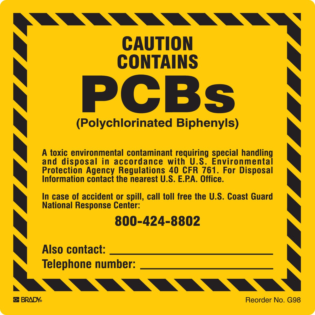 Brady G98LS Chemical, Biohazard and Hazardous Material Labels, Self-Sticking, Polyester, 2