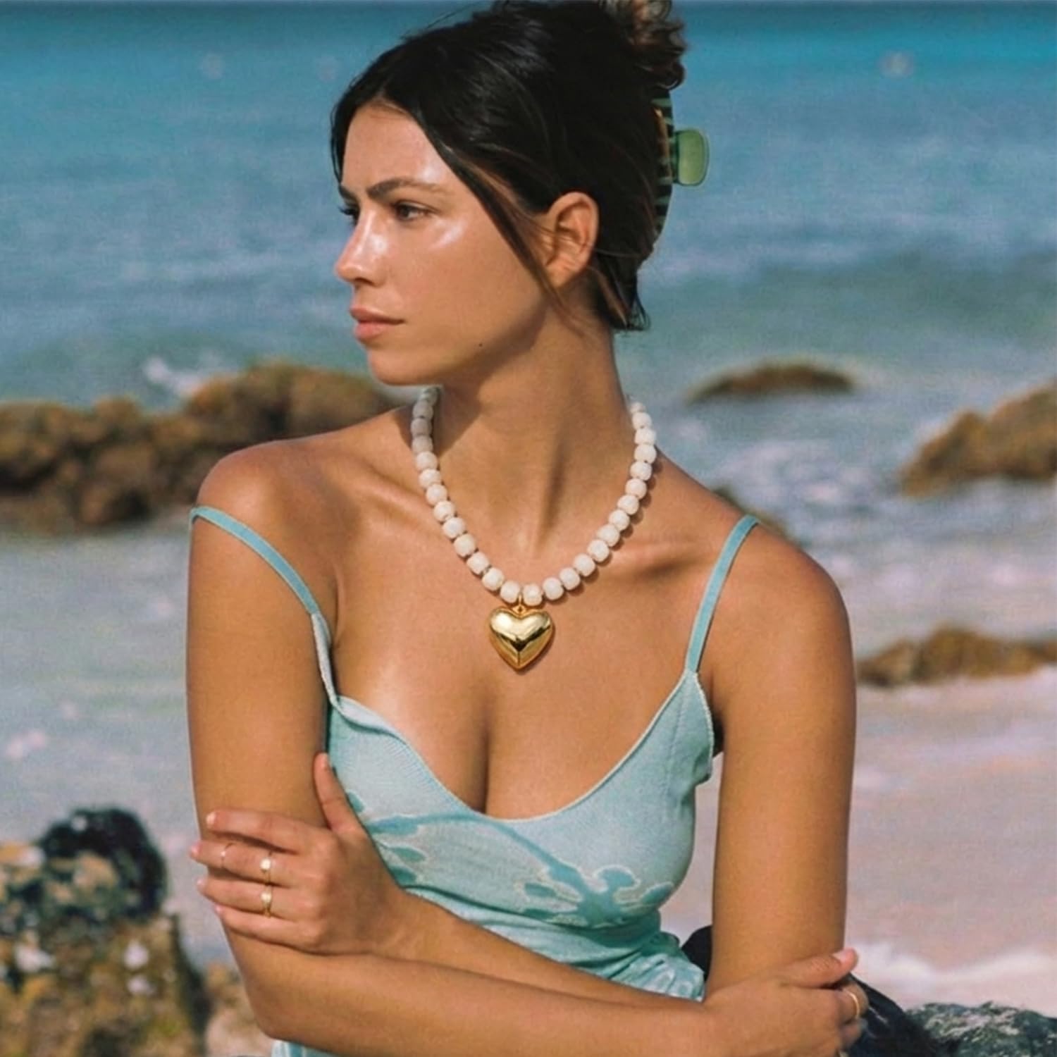 LILIE&WHITE Resin Chunky Beaded Necklace for Women Minimalistic Modern Statement Necklace Jewelry Accessories - Image 2