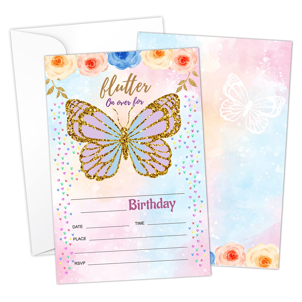 Tarjeta Cumpleaños Adolescente Tarjeta De Cumpleaños Para Nieta - Diseño  Flor Mariposa Con Poema Sentimental Postal Felicitación Familiar, image size:1250x1250