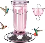 Kingsyard Feeder de colibri en verre pour les oiseaux sauvages extérieurs avec 6 Ports d'alimentation suspendus pour jardinier, rouge (Mouvement d'Antre inclus)