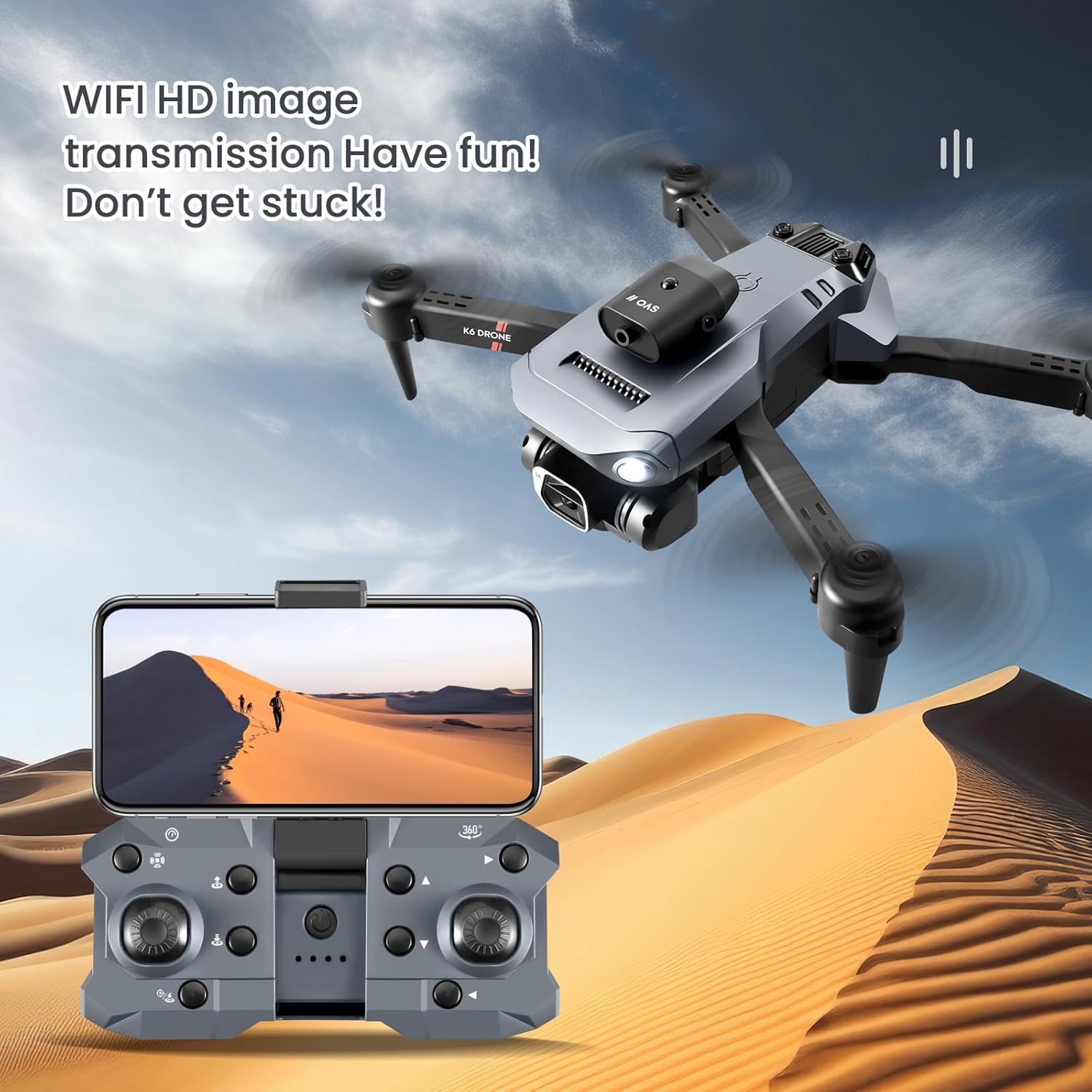 Foldable FPV Drone with 4K Camera for Adult Beginners 14+, Quadcopter RC Mini Drone UAV WiFi Remote Control Drone Toys with Battery, Altitude Hold, Gesture Control, Toys Gift for Adults - Grey