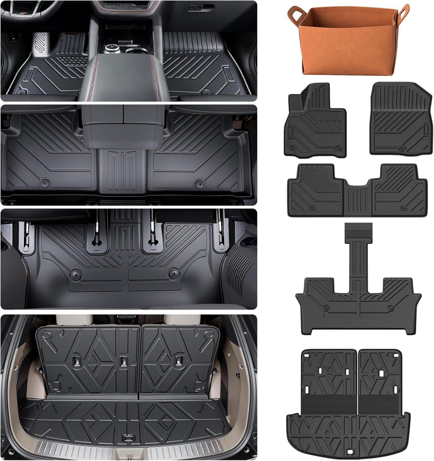 Floor Mats & Cargo Liners Replacement for Ford Explorer 2020-2025 2026 Cargo Mat with Backrest Mat All Weather TPE Waterproof Replacement for Ford Explorer 6 Passenger Captain Seat ST 2025 2024 2023