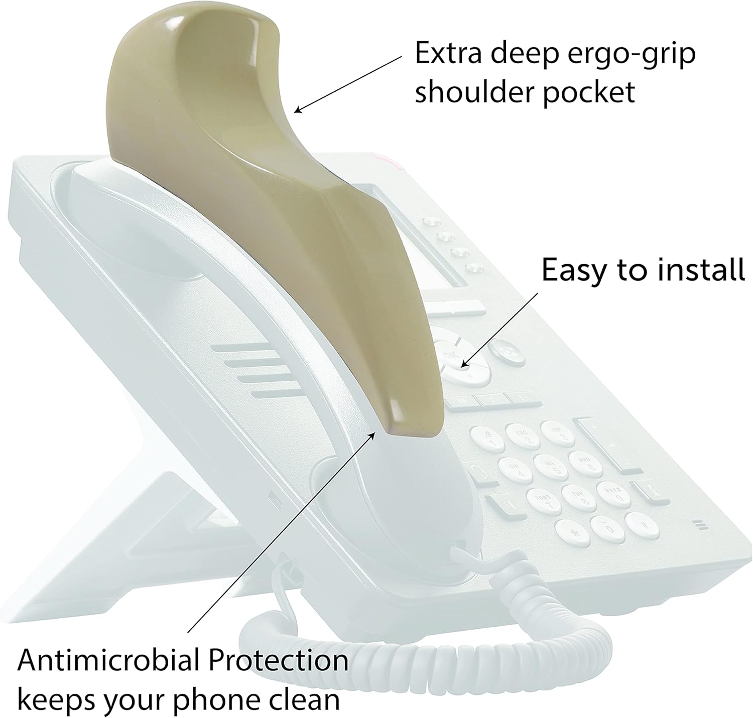 Gеt Pорulаr оƒƒеr Softalk II Antibacterial Phone Shoulder Rest, Landline Office Telephone Accessory with Nonslip Ergo-Grip Cushion and Self-Adhesive Tape Attachment, Ivory